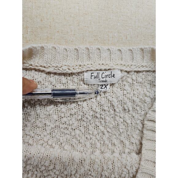 Full Circle Trends Cream Colored Button Shoulder Fuzzy Women's Sweater | 2XL - Picture 4 of 8